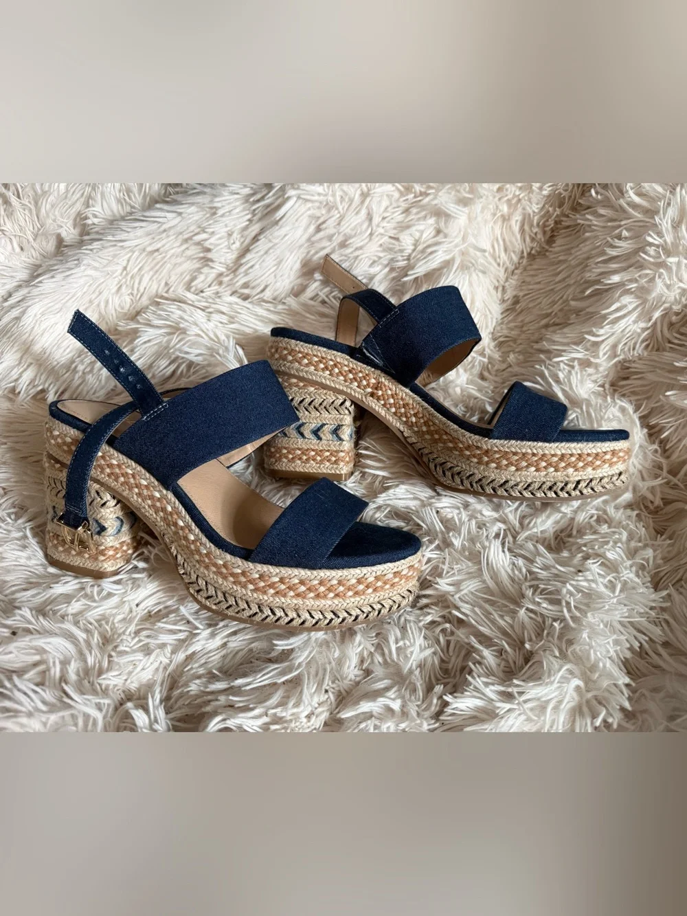 Limelight Navy Blue Platform Espadrille Sandals